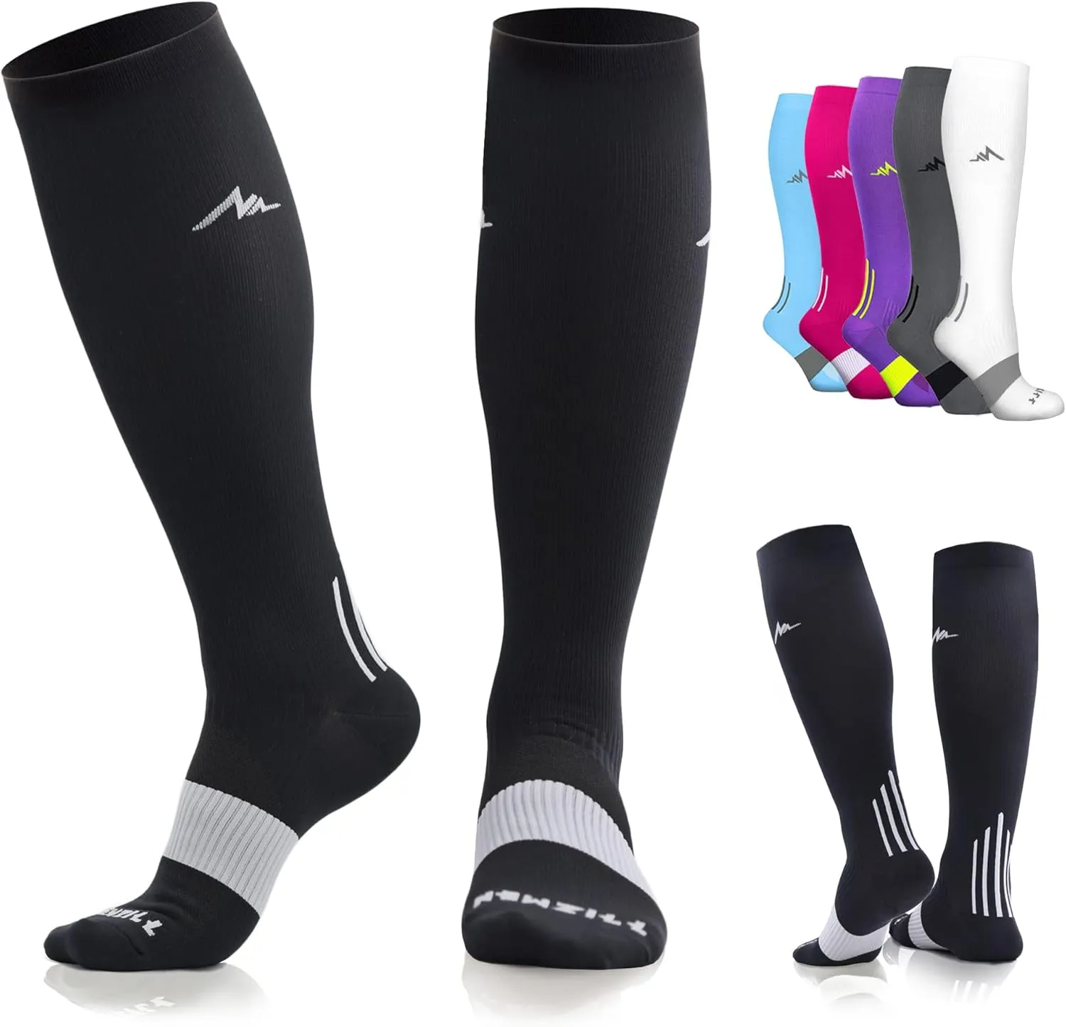 NEWZILL Medical Compression Socks for Women & Men Circulation 20-30 mmHg, Best for Running Athletic Hiking Travel Flight Nurses