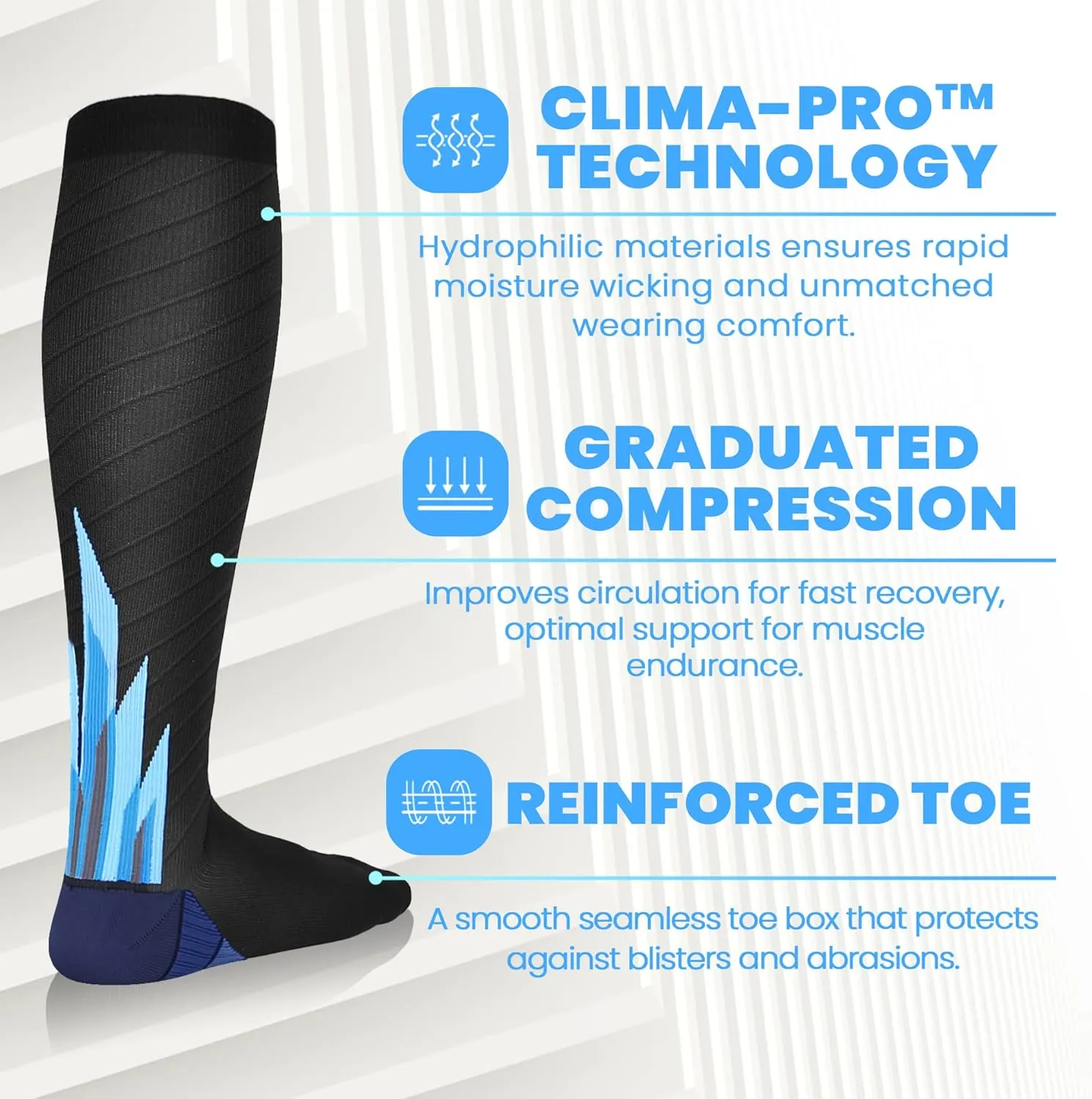 NEWZILL Medical Compression Socks for Women & Men Circulation 20-30 mmHg, Best Support for Running Athletic Cycling Nursing Travel Work and Fitness (S/M Ice & Fire 2 Pairs)