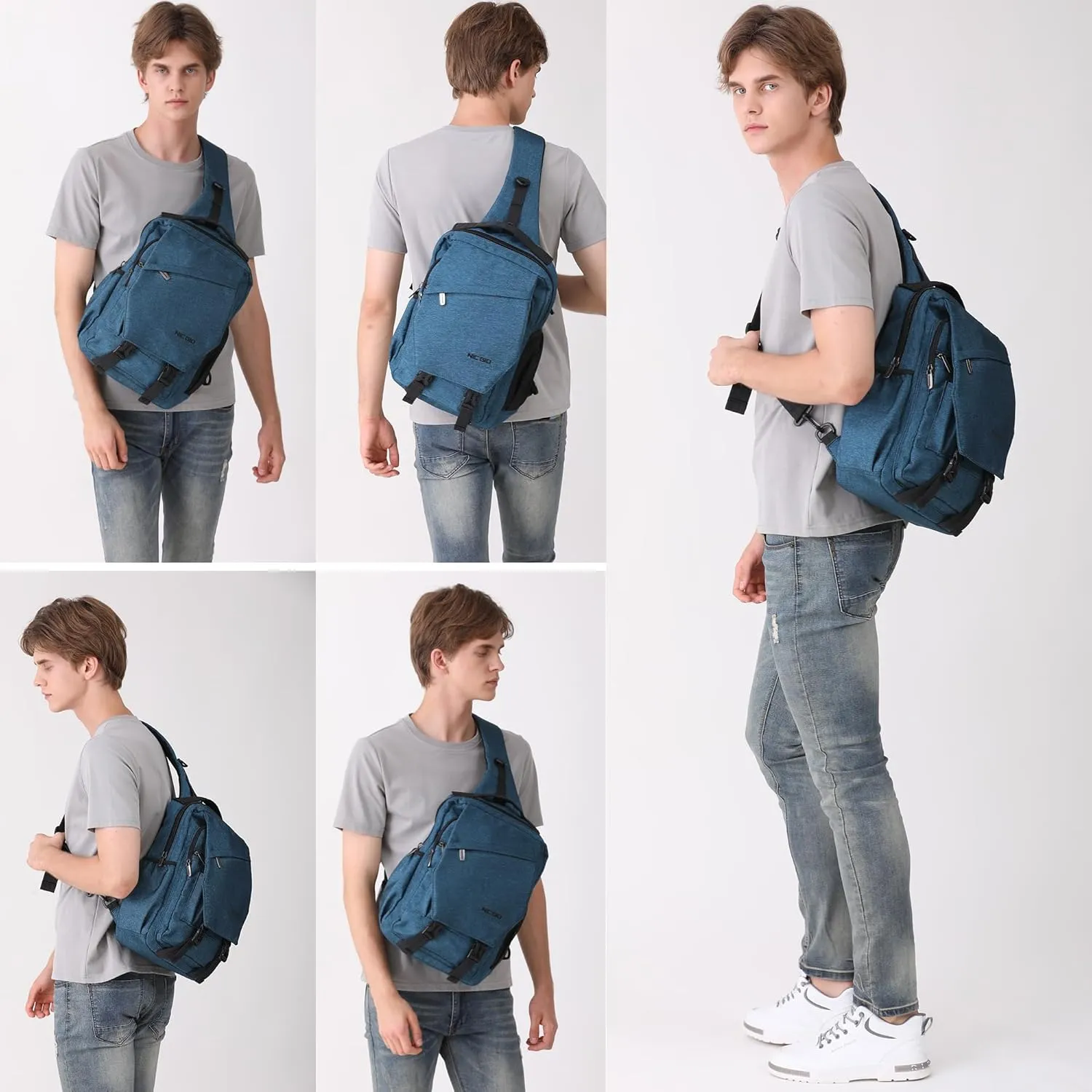 NICGID Sling Bag Backpack, 13.3'' 14.1'' Laptop Bag Crossbody Shoulder Chest Backpacks Travel Outdoors for Men Women