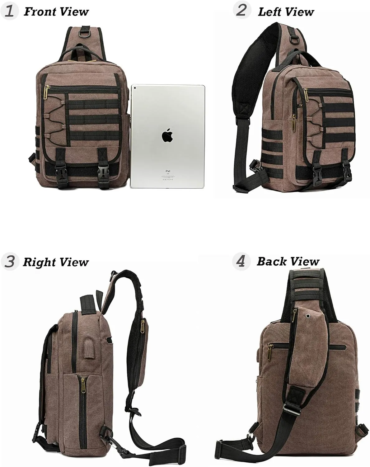 NICGID Sling Bags Chest Shoulder Backpacks, 13.3'' 14.1'' 15.6''Laptop Backpack Crossbody Messenger Bag Travel Outdoor