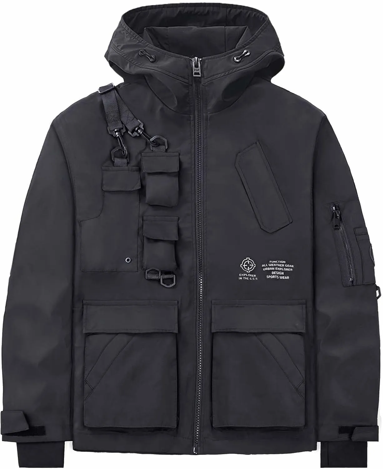 Niepce Inc Japanese Streetwear Zip Up Windbreaker Jackets for Men