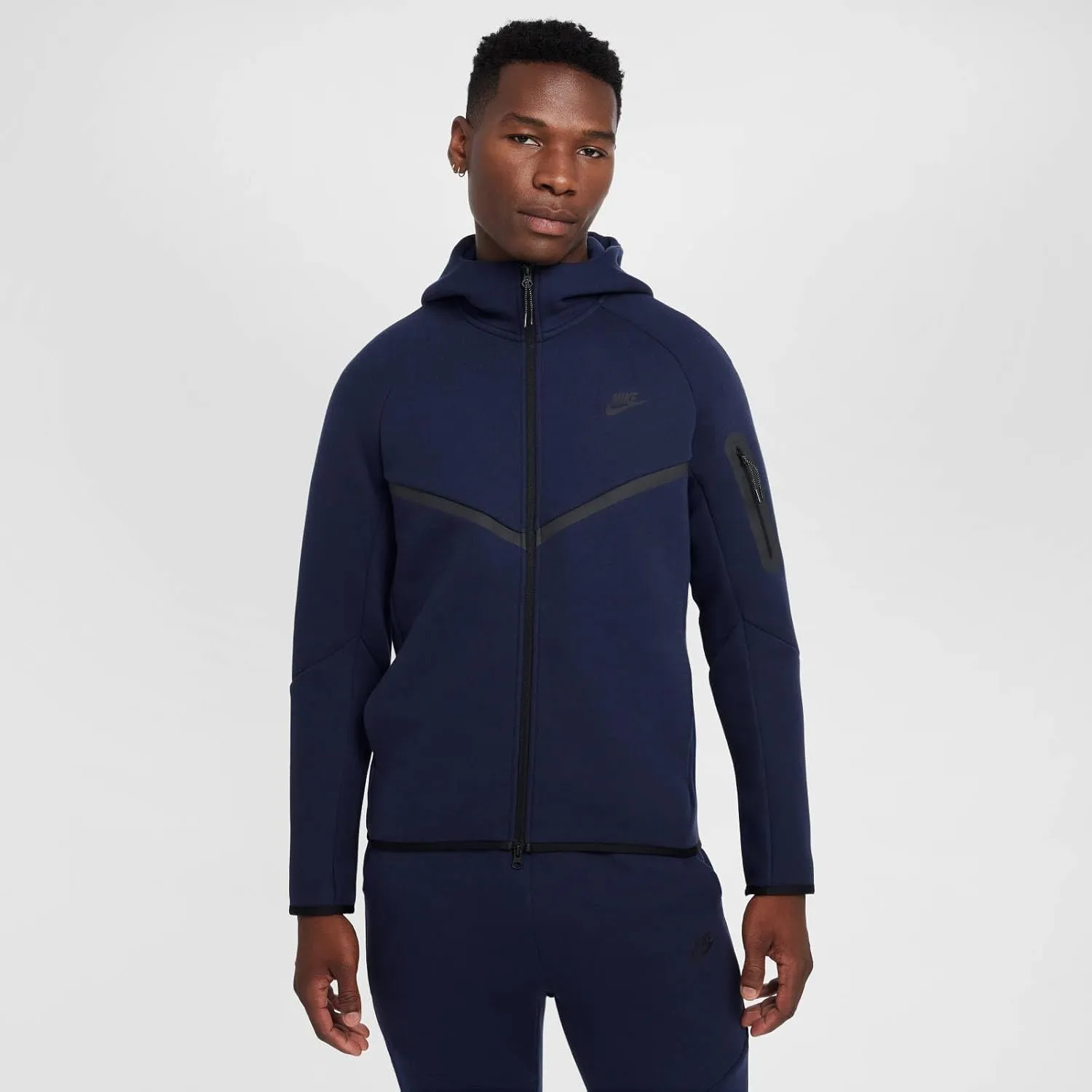 Nike Tech Men's Full-Zip Windrunner Hoodie (HV0949-451, Obsidian/Black)