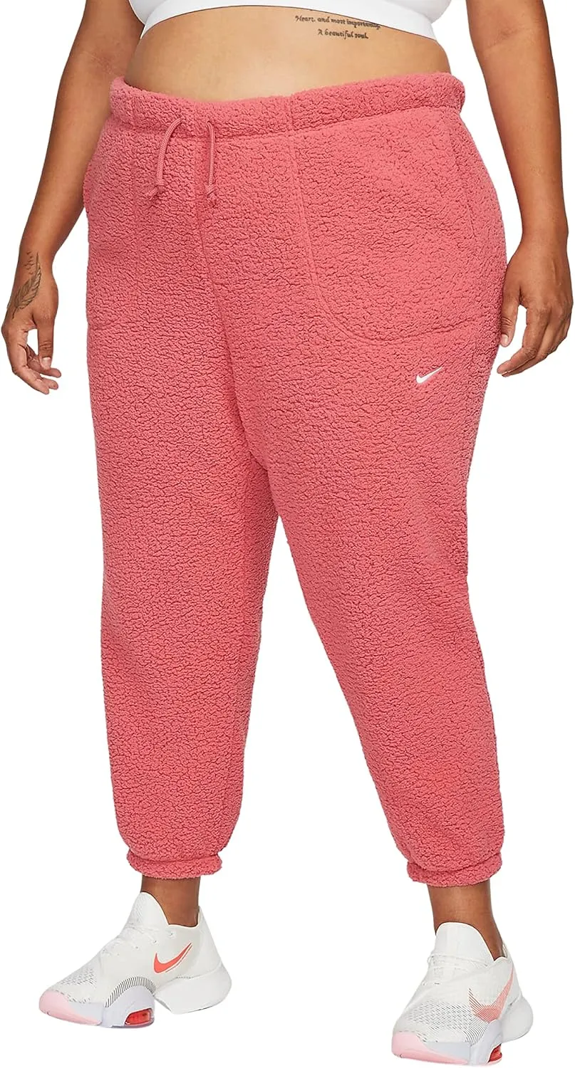 Nike Therma-FIT Fuzzy Women's Training Pants Plus Size (US, Alpha, 1X, Plus, Regular, Gypsy Rose/White)