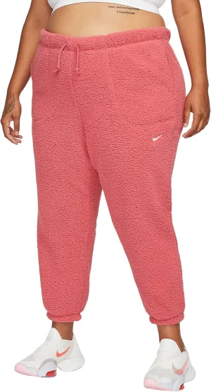 Nike Therma-FIT Fuzzy Women's Training Pants Plus Size (US, Alpha, 1X, Plus, Regular, Gypsy Rose/White)