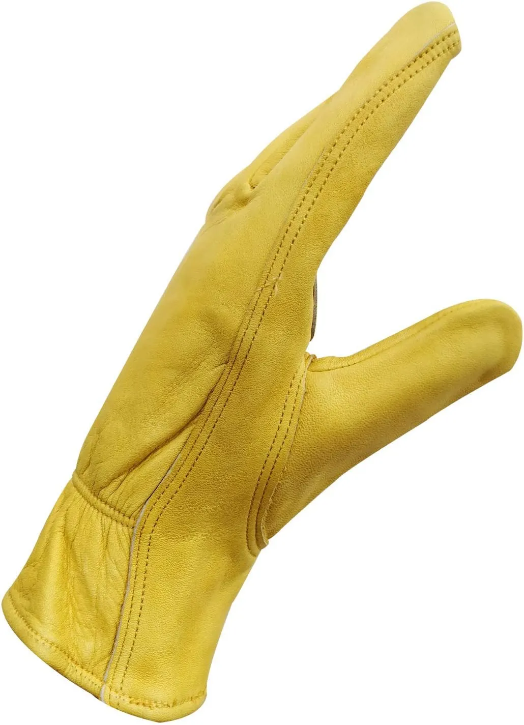 Nobrand Leather Work Gloves Stretchable Wrist Tough Cowhide Safe Working Glove (3, Large)
