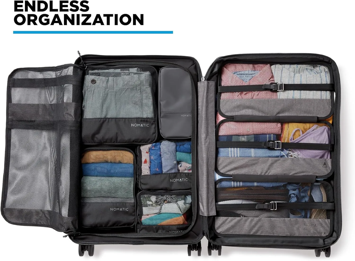 NOMATIC Check-in Luggage - Premium Heavy-Duty Checked Luggage - Expandable Deep Olive Suitcase for Easy Check-In - Maximize Space with Compression Straps, Hard Case Luggage for Men and Women
