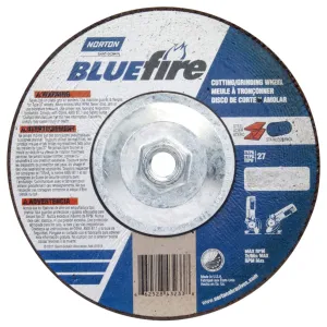 Norton 66252843233 7x1/8x5/8-11 in. BlueFire ZA/AO Grinding and Cutting Wheels, Type 27, 30 Grit, 10 Pack