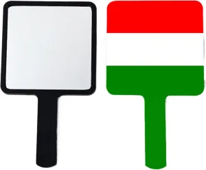Novelty Hungary Flag Hand Mirror, Square Makeup Hand Held Mirror Barbers Shaving Salon Mirrors Portable Mirror with Handle Travel Black 9×16Cm