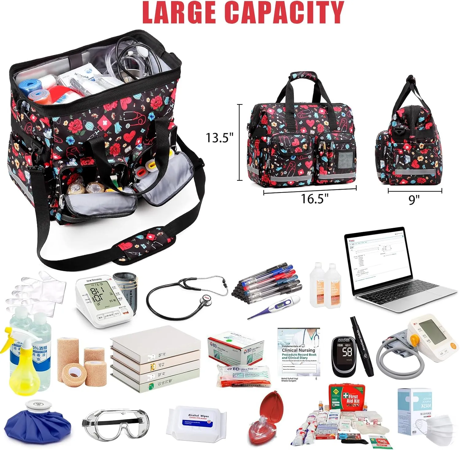 Nurse Doctor Duffle Bag Medical Nursing College School Student Essentials Supplies Home Health Nurse Clinical Duffel Bag Work Nursing CNA Accessories Gift for New Er LPN Rn Professional Assistant