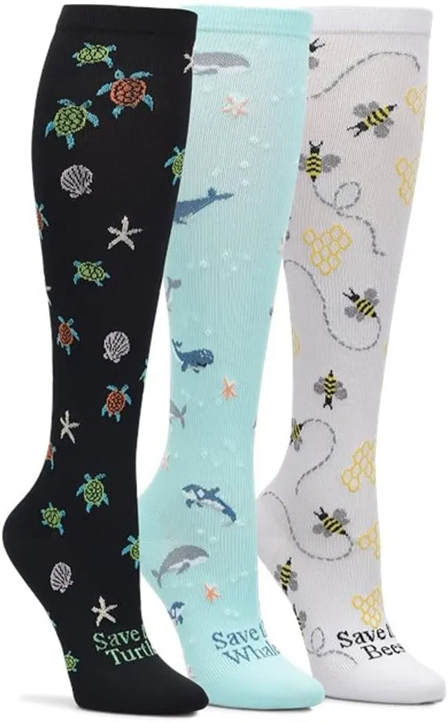 Nurse Mates 3 Pack Compression Socks | 12-14 mm/Hg | Reduce Swelling | Improve Circulation
