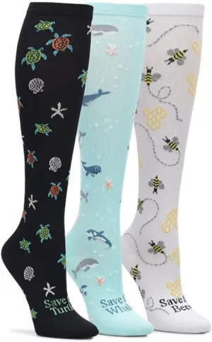 Nurse Mates 3 Pack Compression Socks | 12-14 mm/Hg | Reduce Swelling | Improve Circulation