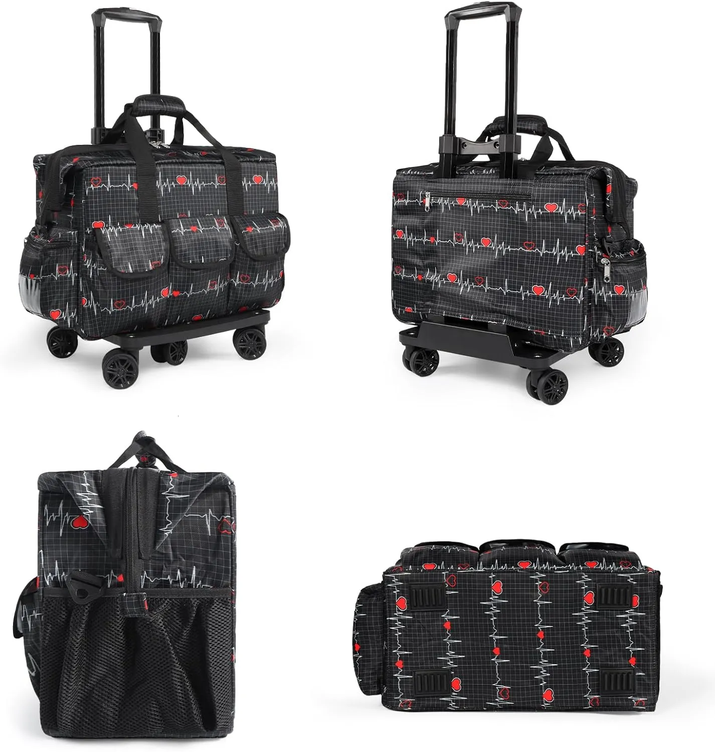 Nurse Rolling Medical Duffle Bag Work Nursing Clinical Home Health Cna Nr Gift Carry On Bag Wheel Doctor Emt Ems Healthcare (black and white)