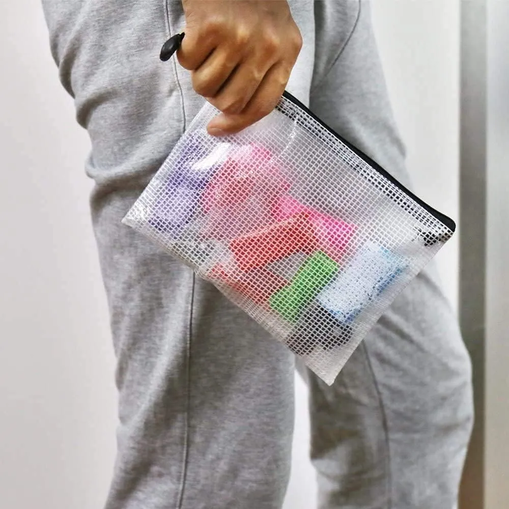 Oaimyy-18 Pcs,5"x 7",Plastic Mesh Zipper Pouch Document Folders Bag Zipper Zip File Folders for Office Supplies, Travel,Organizing Storage (5"x 7", Multicolor)