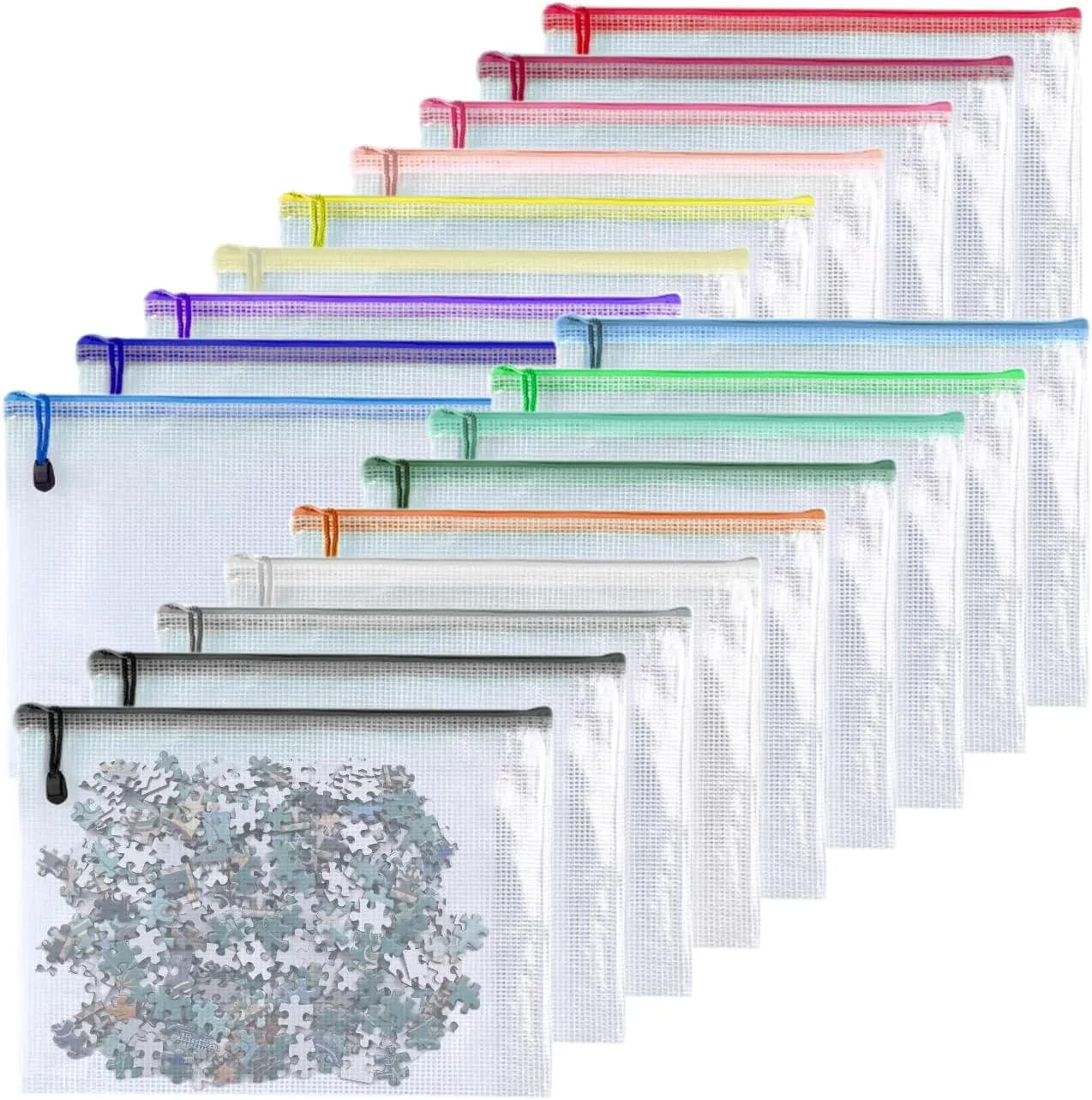 Oaimyy-18 Pcs,5"x 7",Plastic Mesh Zipper Pouch Document Folders Bag Zipper Zip File Folders for Office Supplies, Travel,Organizing Storage (5"x 7", Multicolor)