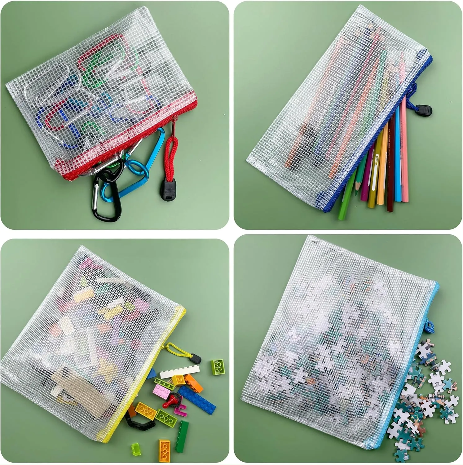 Oaimyy-18 Pcs,5"x 7",Plastic Mesh Zipper Pouch Document Folders Bag Zipper Zip File Folders for Office Supplies, Travel,Organizing Storage (5"x 7", Multicolor)