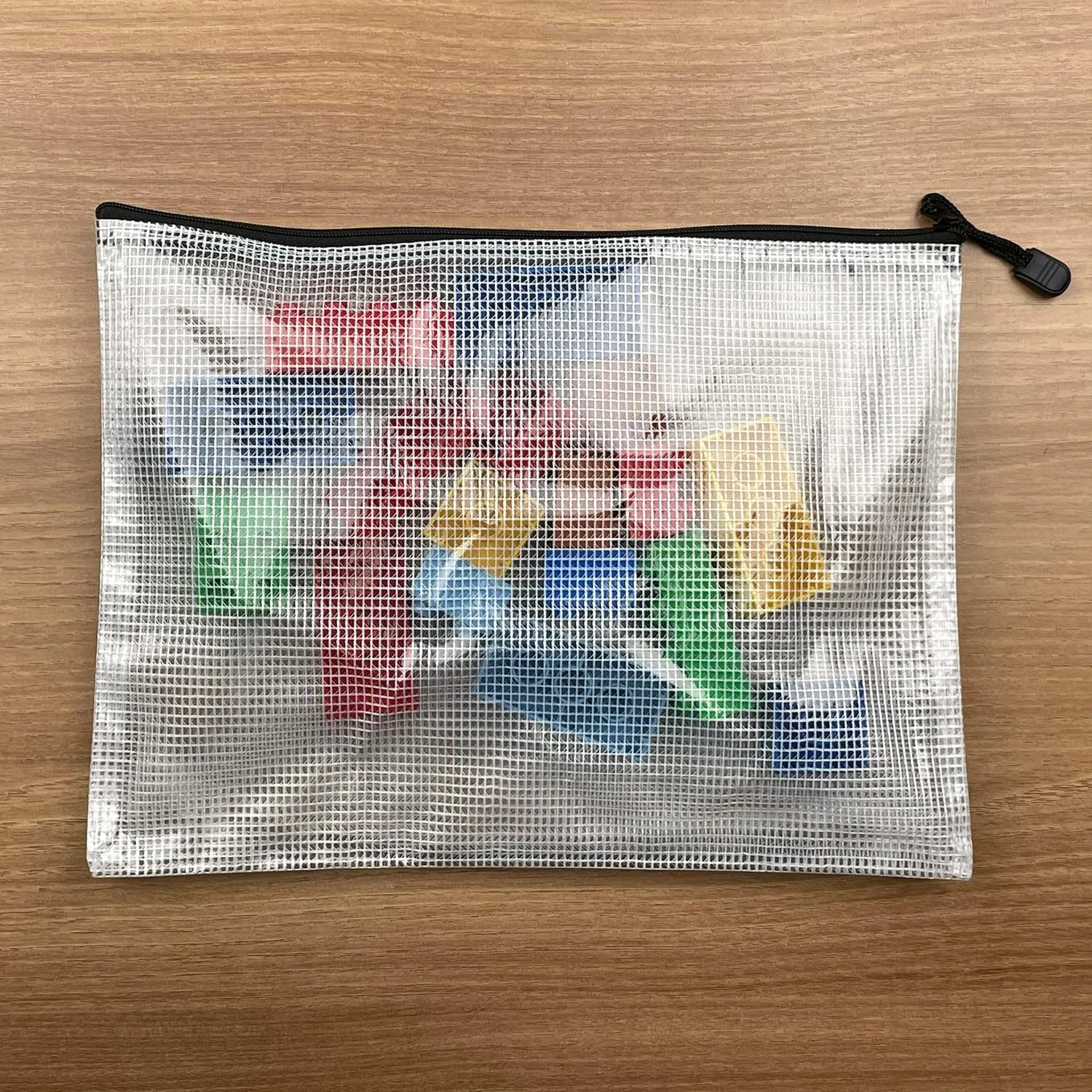 Oaimyy-20 PCS-5" x 7"-Mesh Zipper Pouch, Plastic Zip File Folders Puzzle Bags for Organizing,Office Supplies,Travel,Home Storage,Color