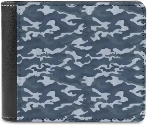 Oceanic Blue Camouflage Fashion Bifold Wallets for Men Women Slim & Thin Credit Card Holder Wallet Purse