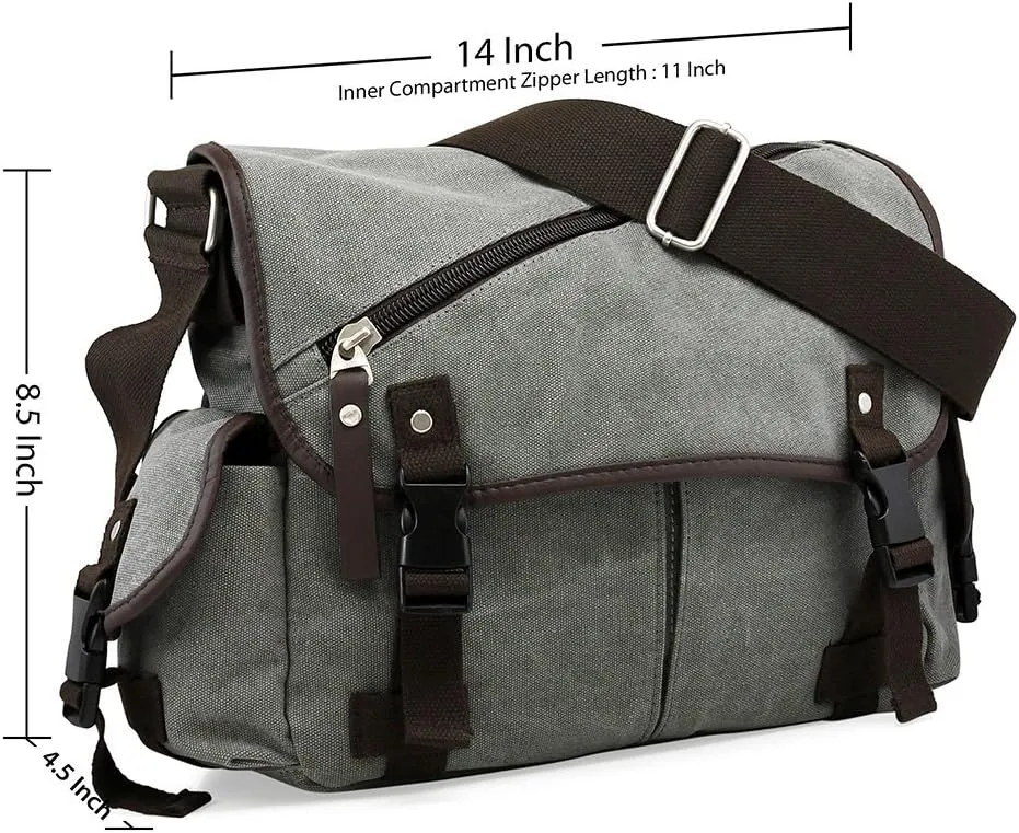 OCT17 Men Messenger Bag College Shoulder Canvas Vintage Crossbody Military Satchel Bag Laptop