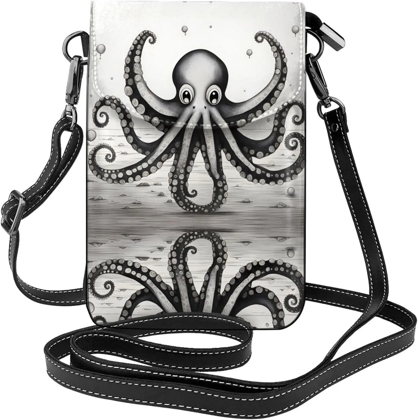 Octopus Tentacles Prints Leather Crossbody Flap Phone Bag - Versatile Gift for Women Walking, Camping, Shopping, and Travel