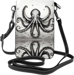 Octopus Tentacles Prints Leather Crossbody Flap Phone Bag - Versatile Gift for Women Walking, Camping, Shopping, and Travel
