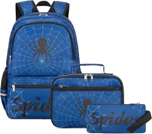 Octsky Kids Backpack for School Boys Backpack with Lunch Box Elementary Bookbag, Blue Black