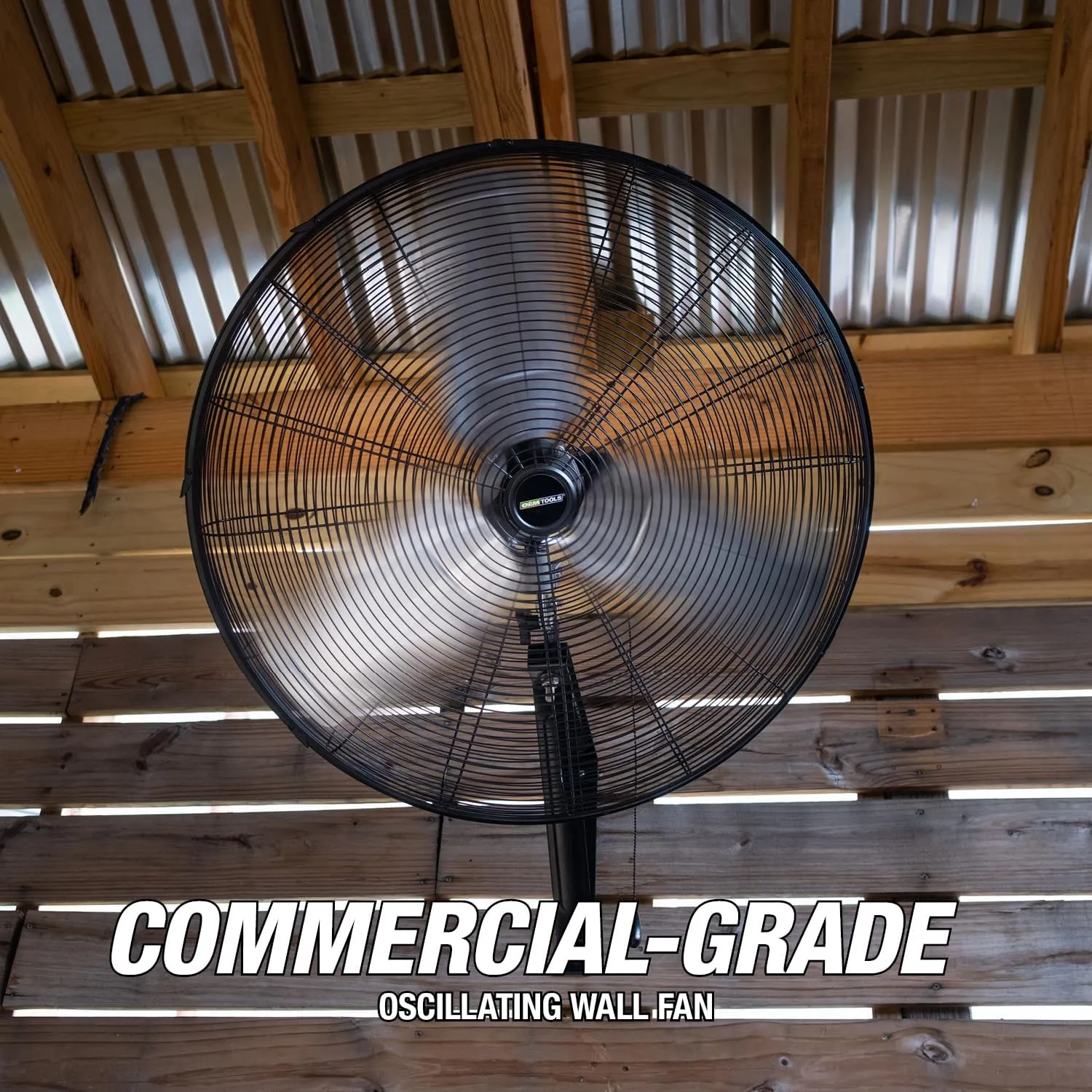 OEMTOOLS OEM24894 30" Outdoor Oscillating Wall Mount Fan, 3-Speed Wall Mounted Fan for Garage or Patio, 7200 CFM Airflow Heavy Duty Fan, Waterproof Industrial Fans Heavy Duty