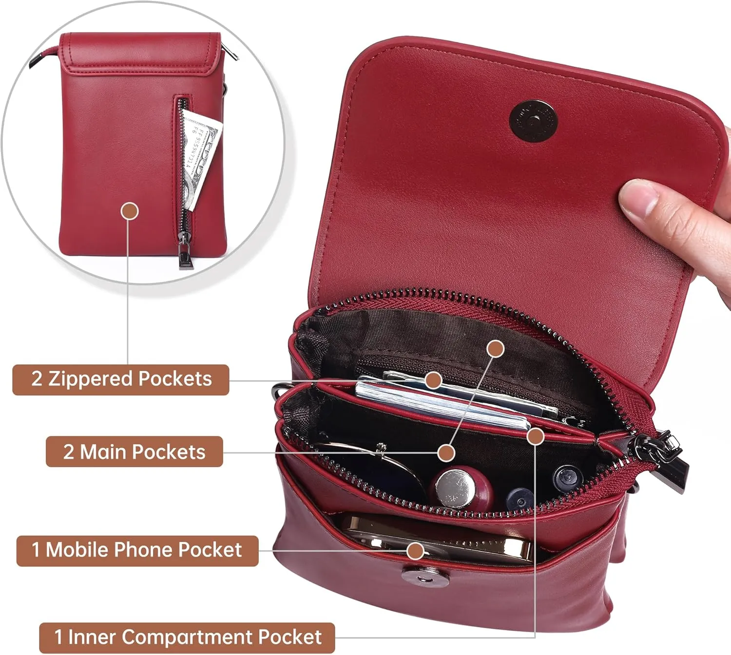 OIDERY Crossbody Bags for Women Small Cell Phone Wallet Purse with Adjustable Strap Women's Shoulder Handbag