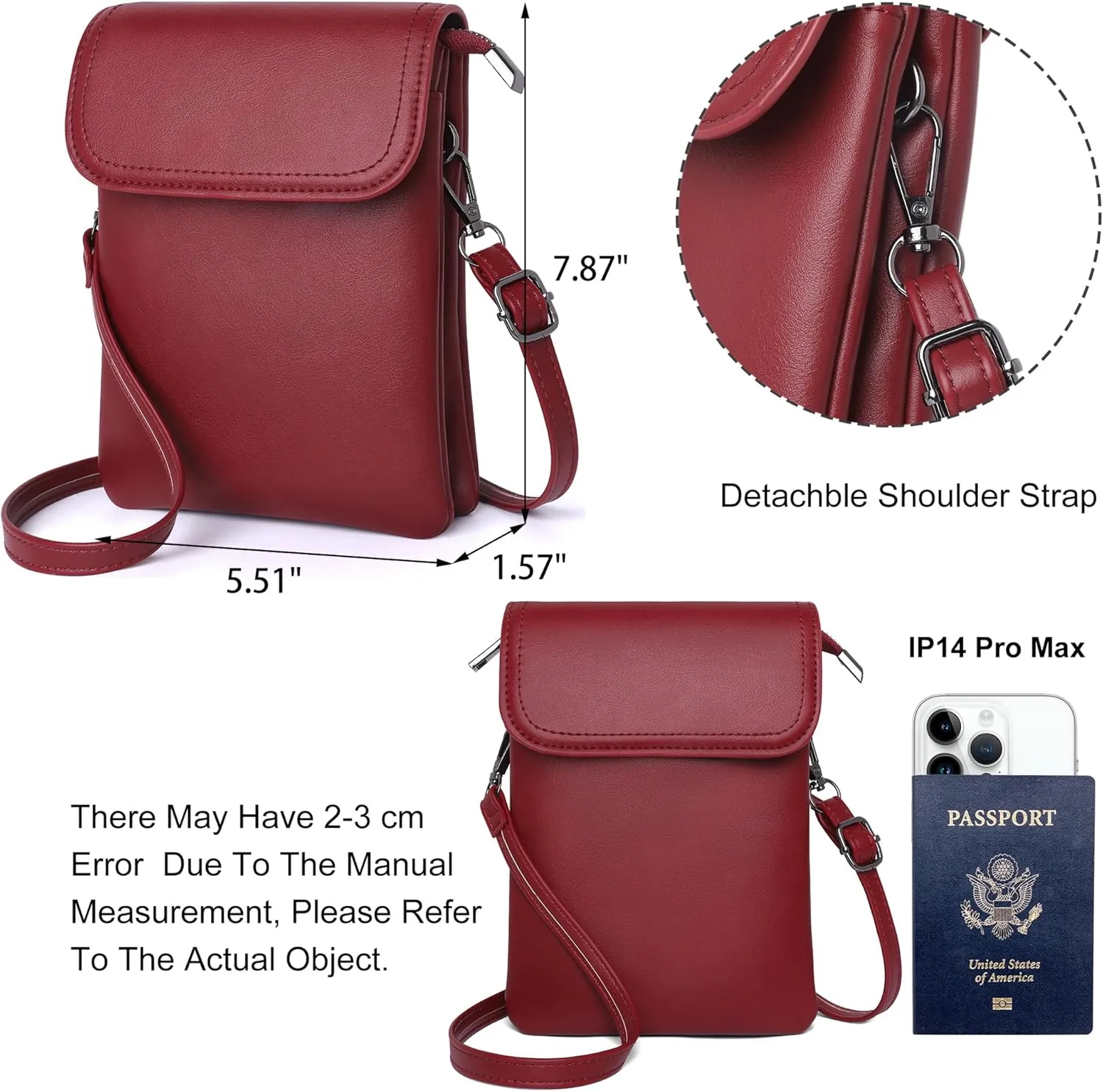 OIDERY Crossbody Bags for Women Small Cell Phone Wallet Purse with Adjustable Strap Women's Shoulder Handbag