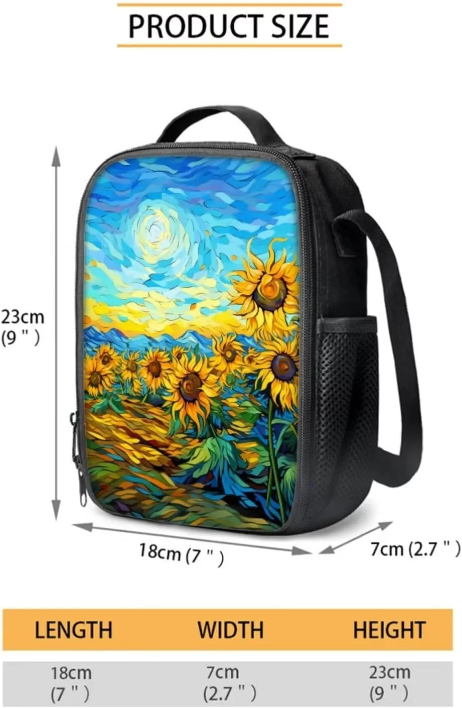 Oil Painting 4Pc Backpack Set for Girls Multi-Functional Adjustable Straps Crossbody School Bag Recycle Food Bag with Water Bottle Cover for Climbing School