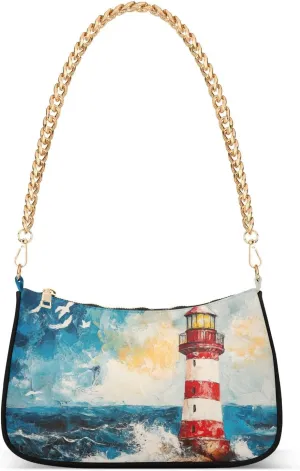 Oil Painting Lighthouse Crossbody Bags for Women Tote Bag Women's Shoulder Handbags Clutch Purses for Women