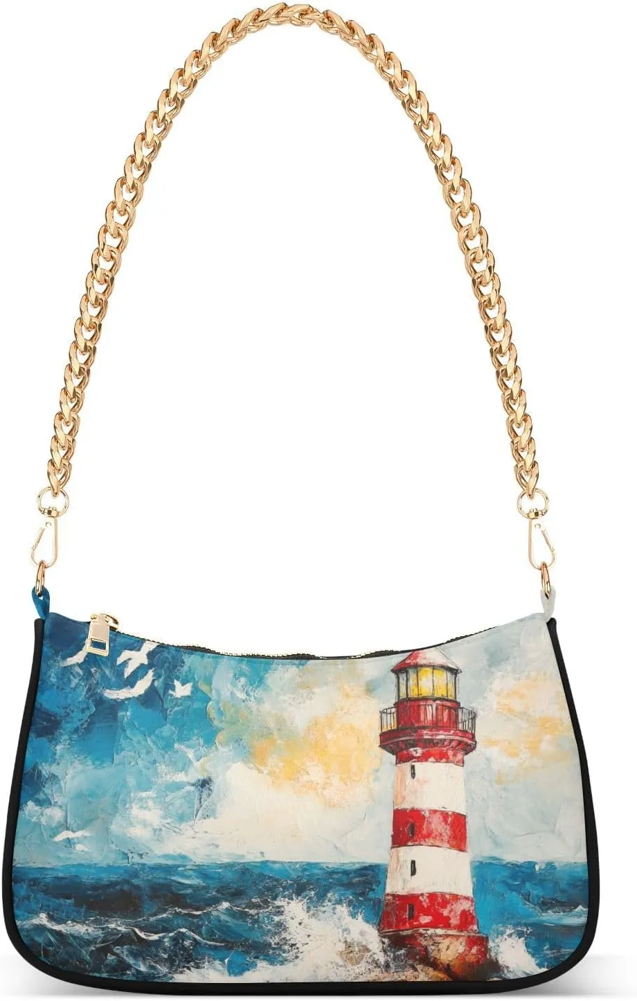 Oil Painting Lighthouse Crossbody Bags for Women Tote Bag Women's Shoulder Handbags Clutch Purses for Women