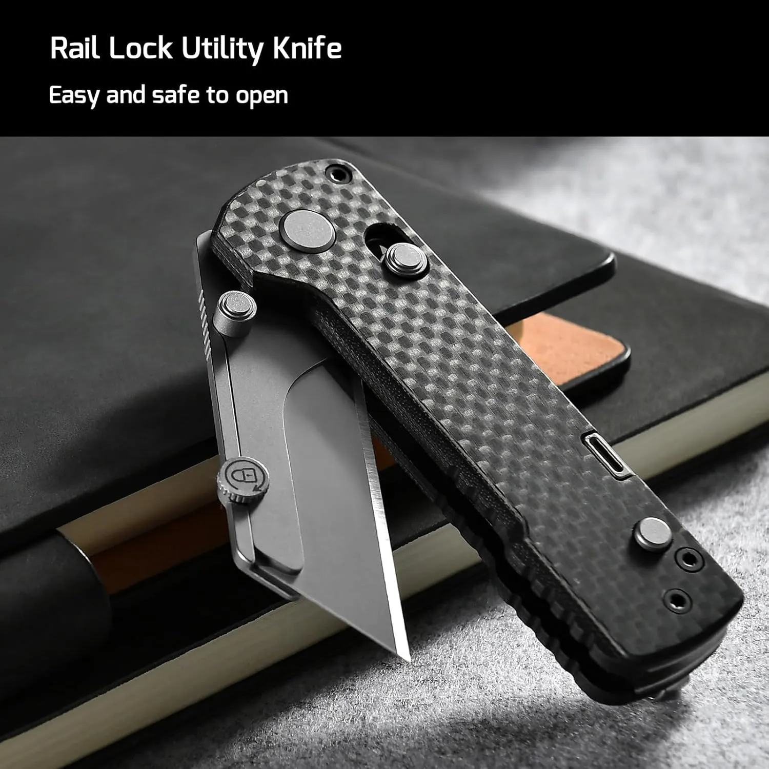 OKNIFE U1 Pro Multitool Folding Utility Knife with Folding Screwdriver, Quick Change Blade, Rail Lock & Pocket Clip for Men and Women (Carbon Fiber Overlay）