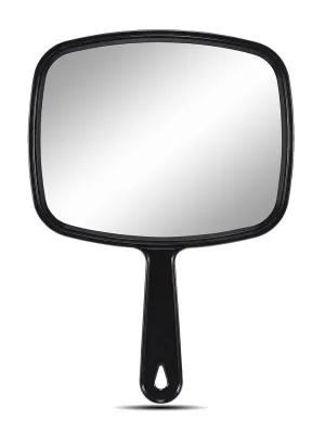 OMIRO Hand Mirror, All Black Handheld Mirror with Handle, 6.6" W x 9.3" L, Pack of 3