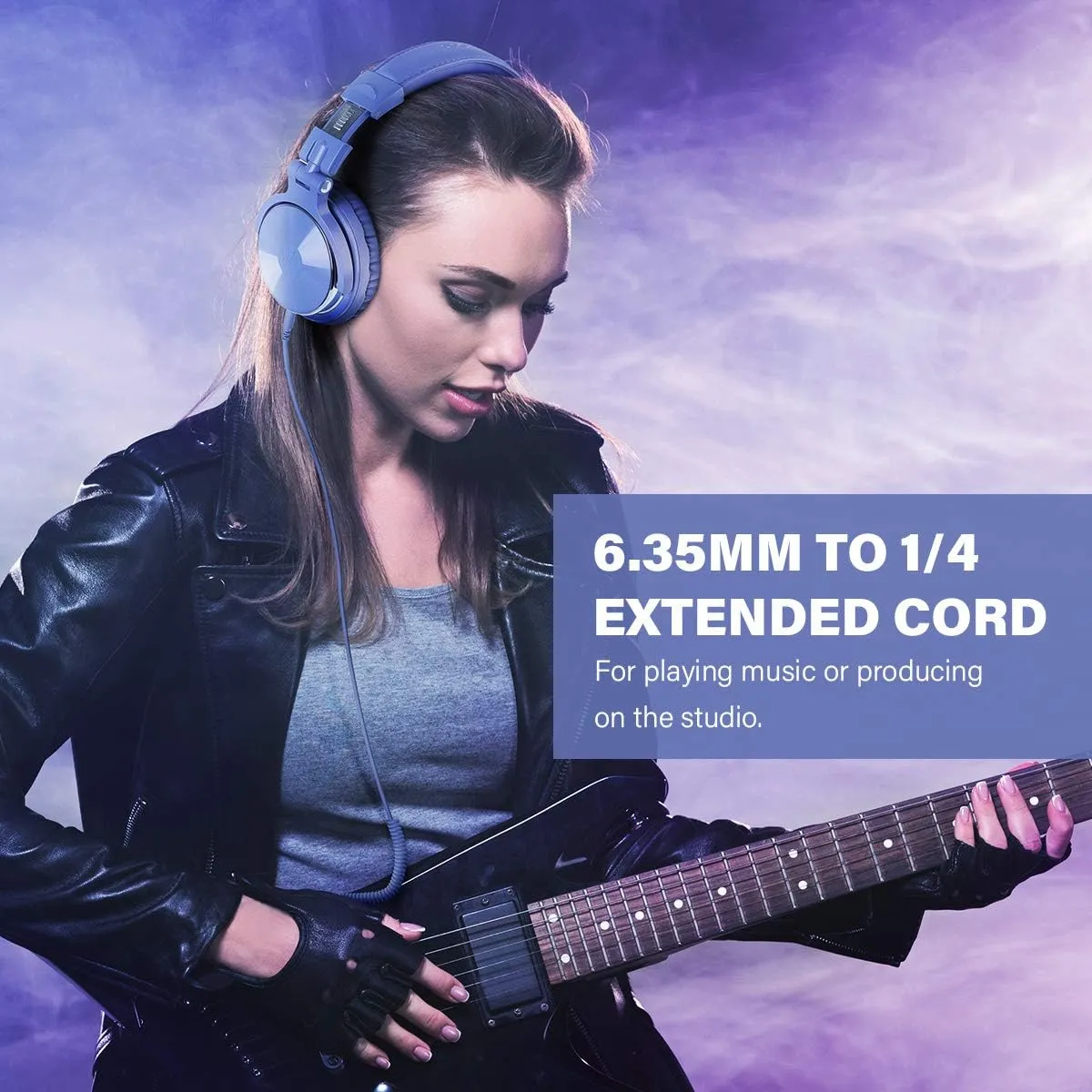 OneOdio Wired Over Ear Headphones Studio Monitor & Mixing DJ Stereo Headsets with 50mm Neodymium Drivers and 1/4 to 3.5mm Jack for AMP Computer Recording Podcast Keyboard Guitar Laptop - Light Blue