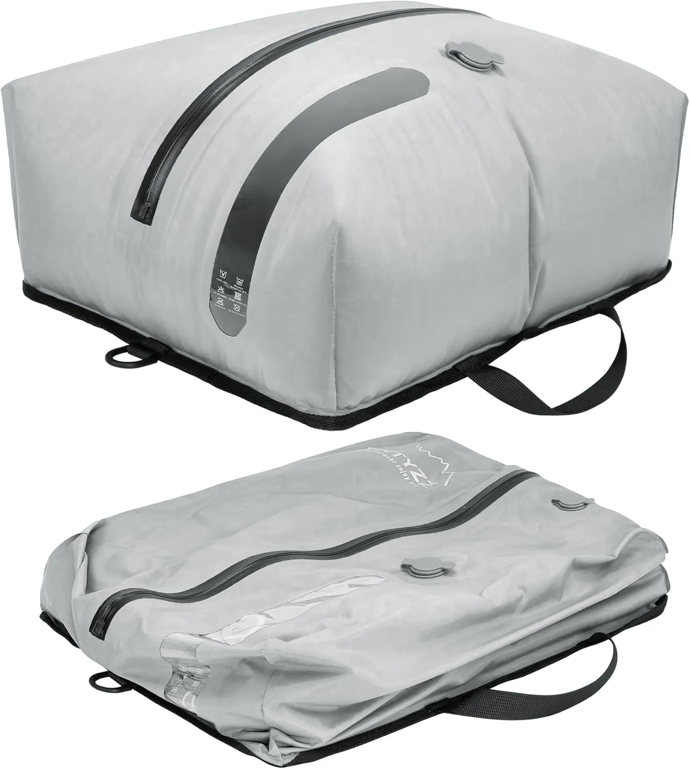 ONTYZZ Travel Vacuum Compression Bags Reusable Compression Bag with IP67 Waterproof Zipper Space Saver Vacuum Bags for Suitcase,One Pack Grey