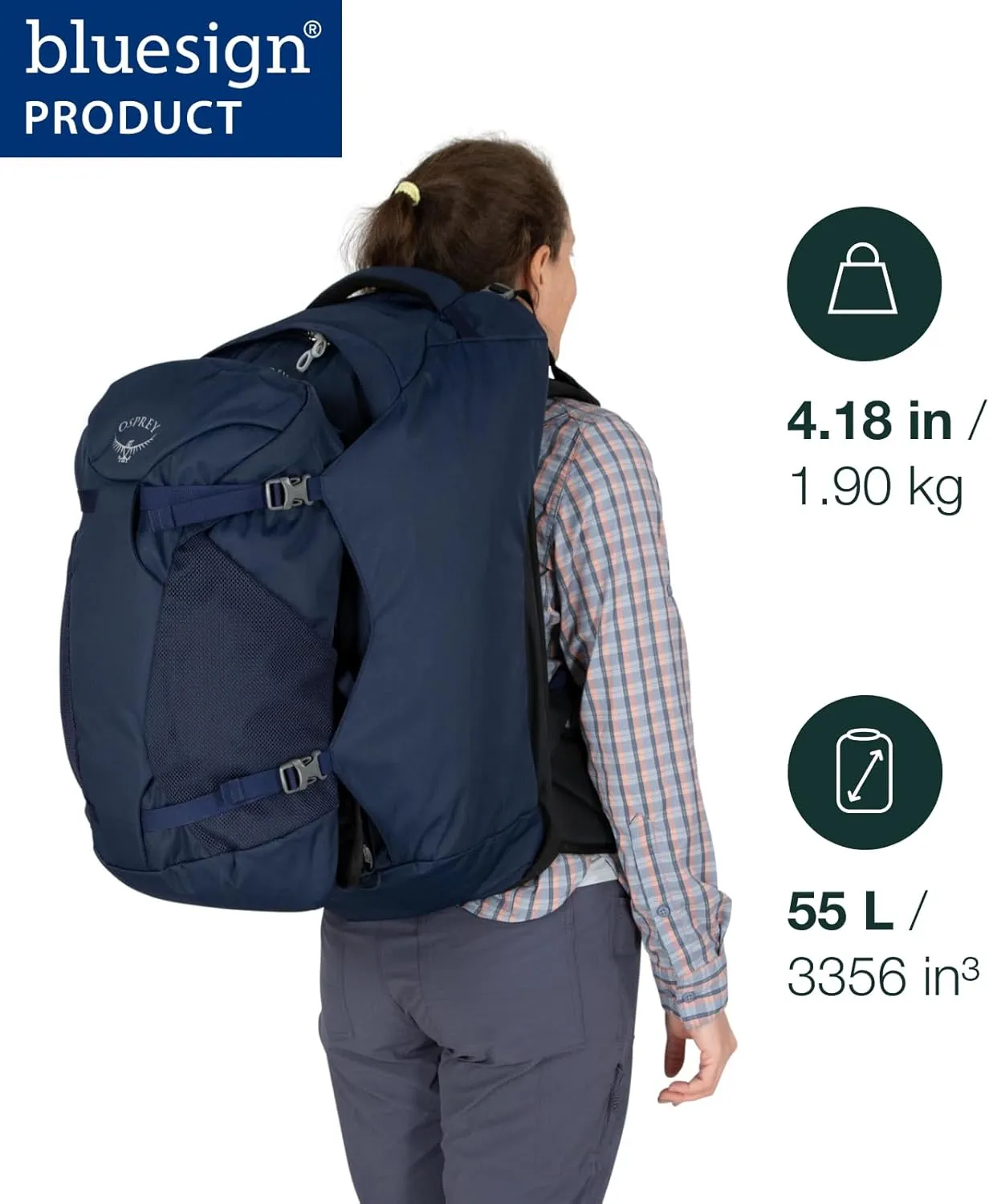 Osprey Fairview 55L Women's Travel Backpack, Winter Night Blue
