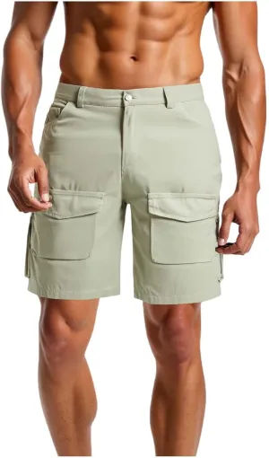 Outdoor Cargo Shorts for Men Durable Water Resistant Hiking Camping Utility Pockets Stretch Waist Design