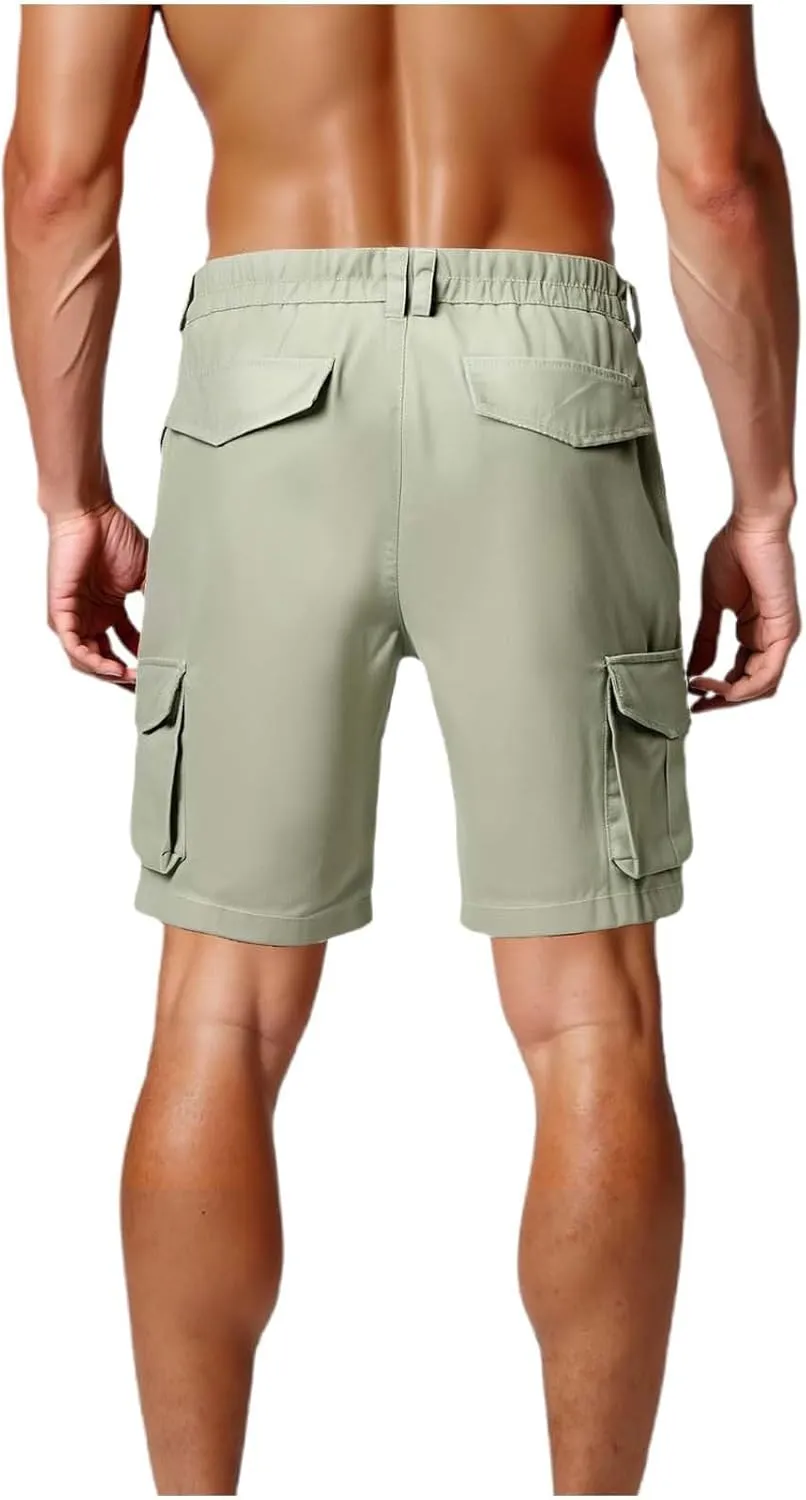 Outdoor Cargo Shorts for Men Durable Water Resistant Hiking Camping Utility Pockets Stretch Waist Design