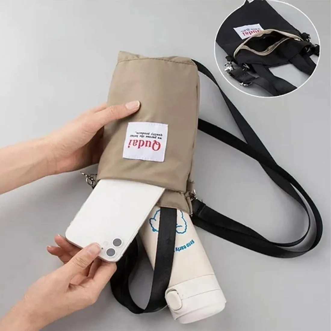 Outdoor Multifunctional Bag, Qudai Water Bottle Pouch with Strap, Large Size Crossbody Portable Hand-Held Water Cup Buggy Bag, Summer Outdoor Multifunctional Bags (2Pcs-B)