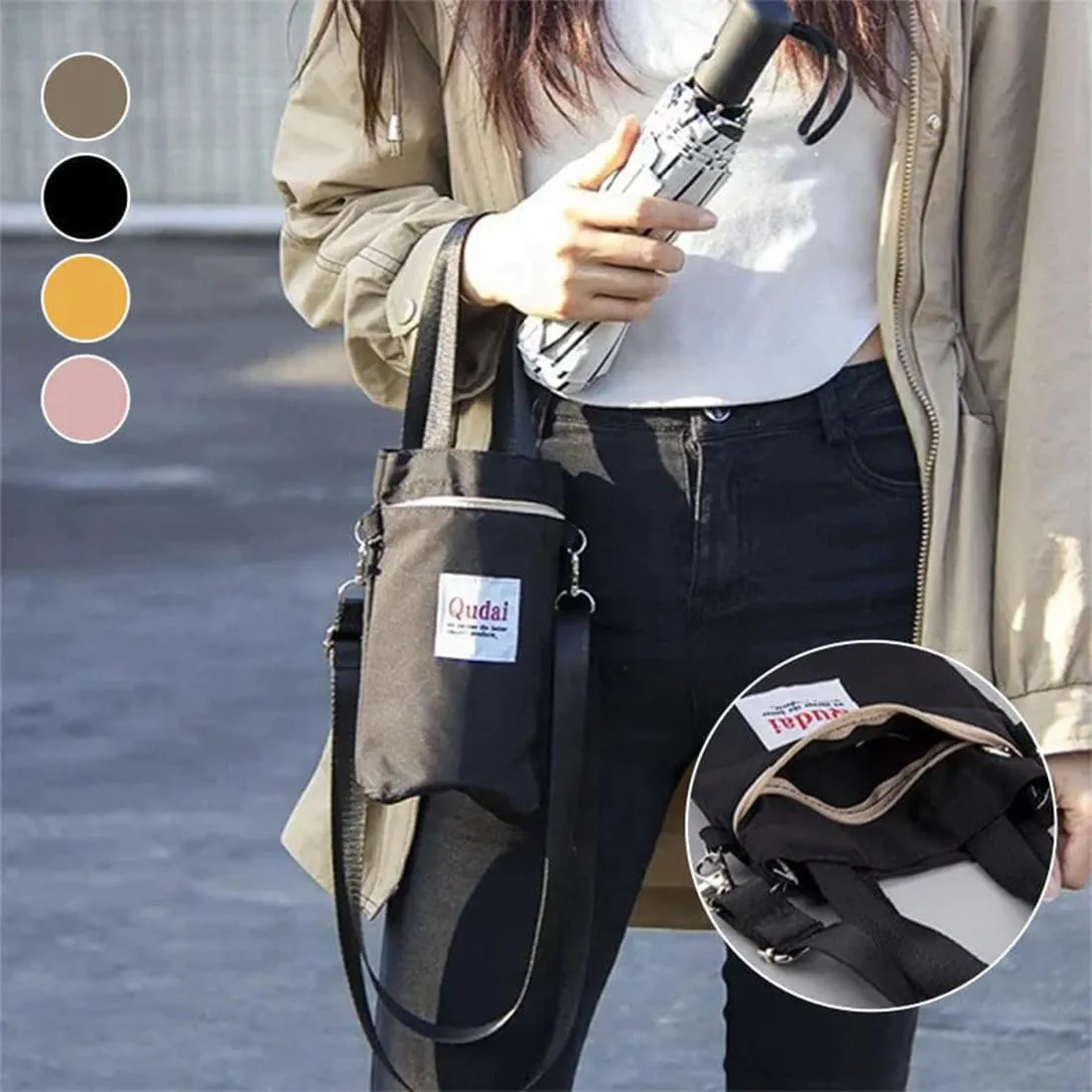 Outdoor Multifunctional Bag, Qudai Water Bottle Pouch with Strap, Large Size Crossbody Portable Hand-Held Water Cup Buggy Bag, Summer Outdoor Multifunctional Bags (2Pcs-B)
