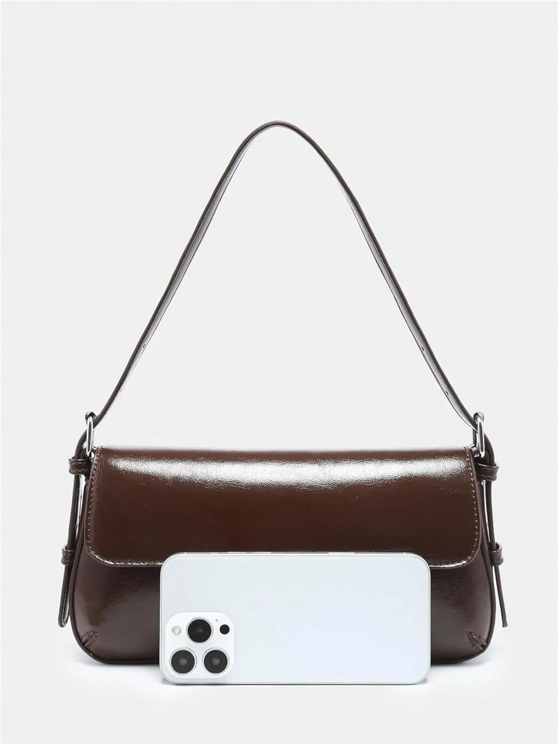OYOANGLE Women's Pu Leather Flap Vintage Underarm Bags Top Handle Clutch Handbags Casual Mini Shoulder Bags