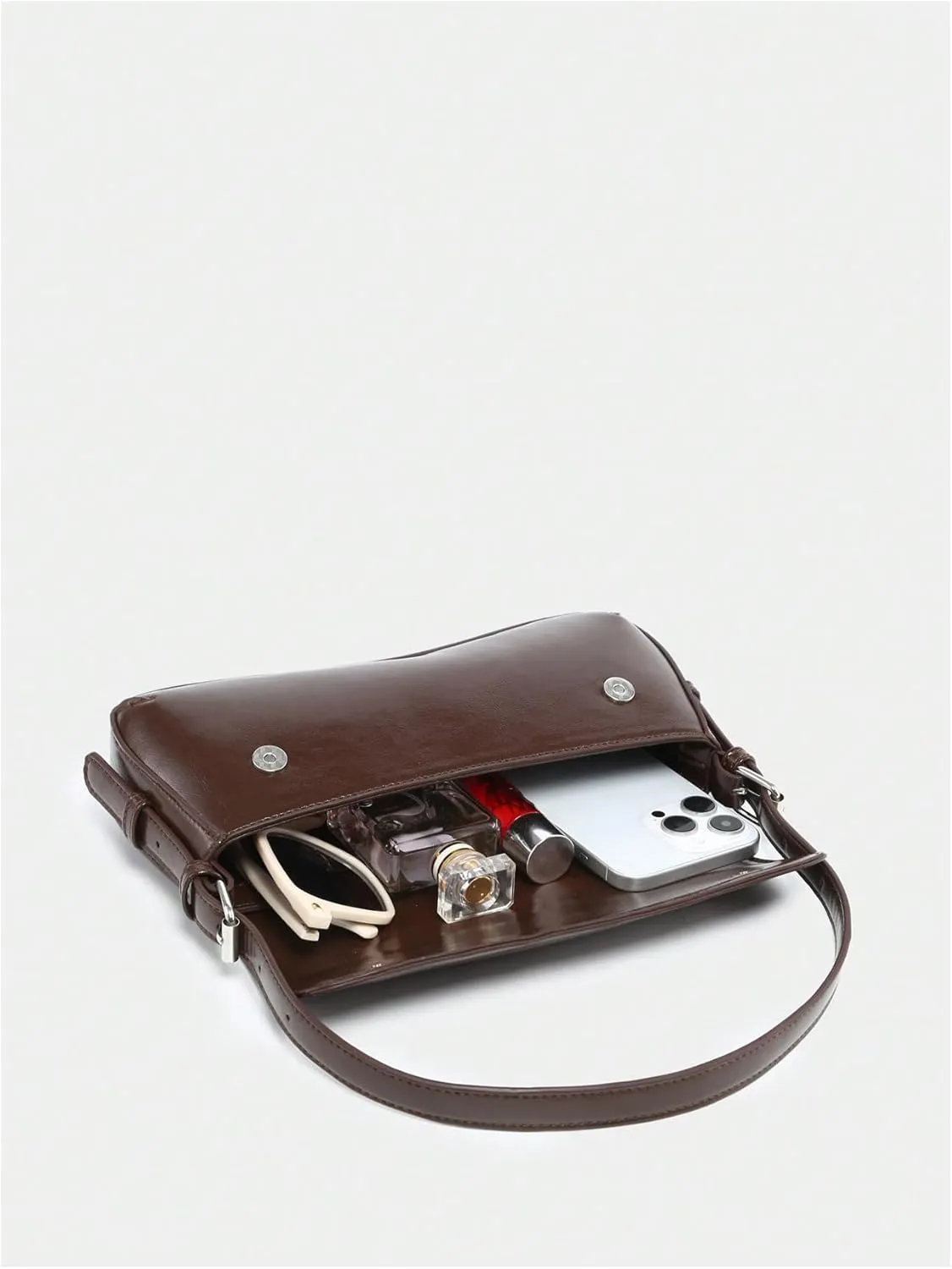 OYOANGLE Women's Pu Leather Flap Vintage Underarm Bags Top Handle Clutch Handbags Casual Mini Shoulder Bags