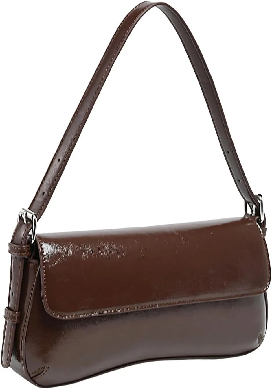 OYOANGLE Women's Pu Leather Flap Vintage Underarm Bags Top Handle Clutch Handbags Casual Mini Shoulder Bags
