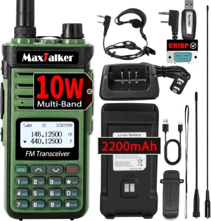 P15 Ham Radio 10W Long Range Handheld NOAA Weather Receiver 2200mAh Battery Rechargeable Walkie Talkies with Programming Cable,Type-C Charging