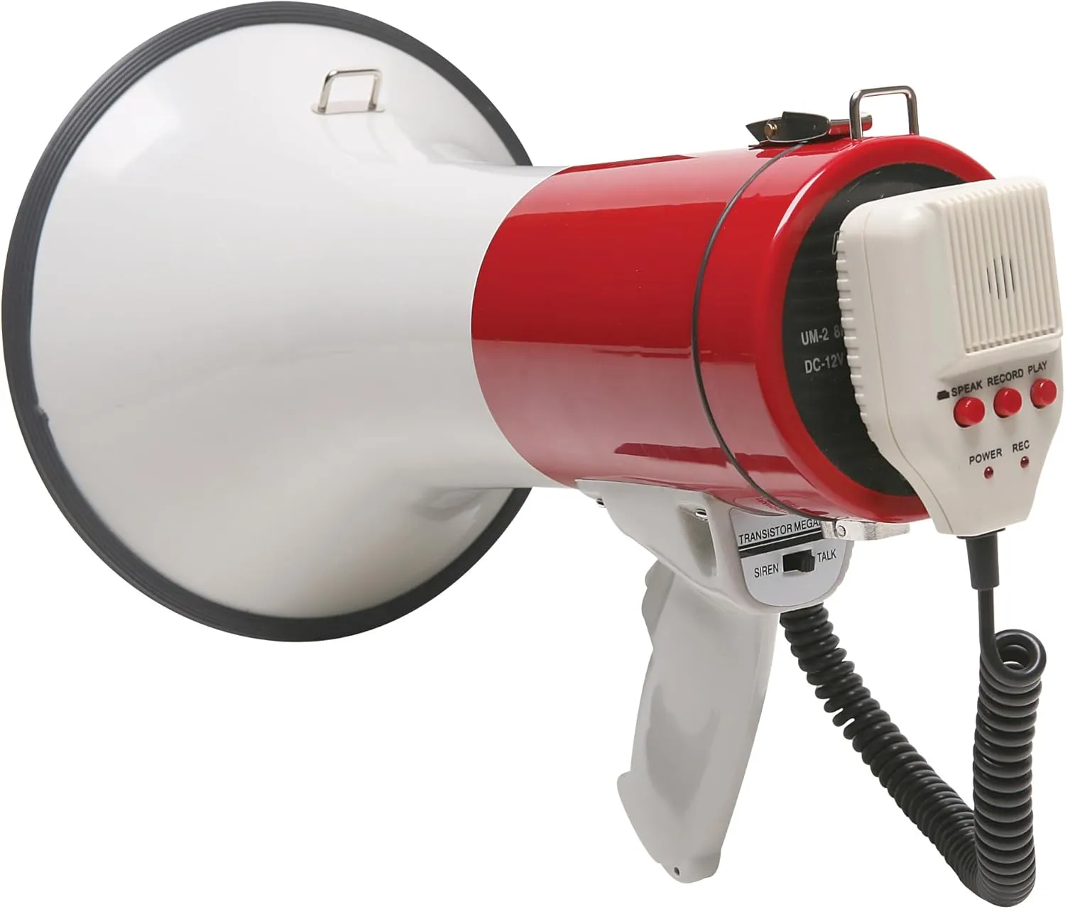 PA25-R Megaphone with 458 Foot Range, 25 Watts; Detachable Microphone for Comfort and Convenience; Rugged ABS Plastic; Records a Message Up to a 10 Seconds Long for Playback at The Push of a Button