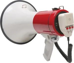 PA25-R Megaphone with 458 Foot Range, 25 Watts; Detachable Microphone for Comfort and Convenience; Rugged ABS Plastic; Records a Message Up to a 10 Seconds Long for Playback at The Push of a Button