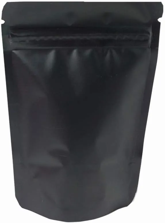 PABCK 100 Pcs 4.7x7.87 inch Matte Black Resealable Stand Up Bags with Window Heat Seal Bulk Food Storage Packaging Foil Pouches
