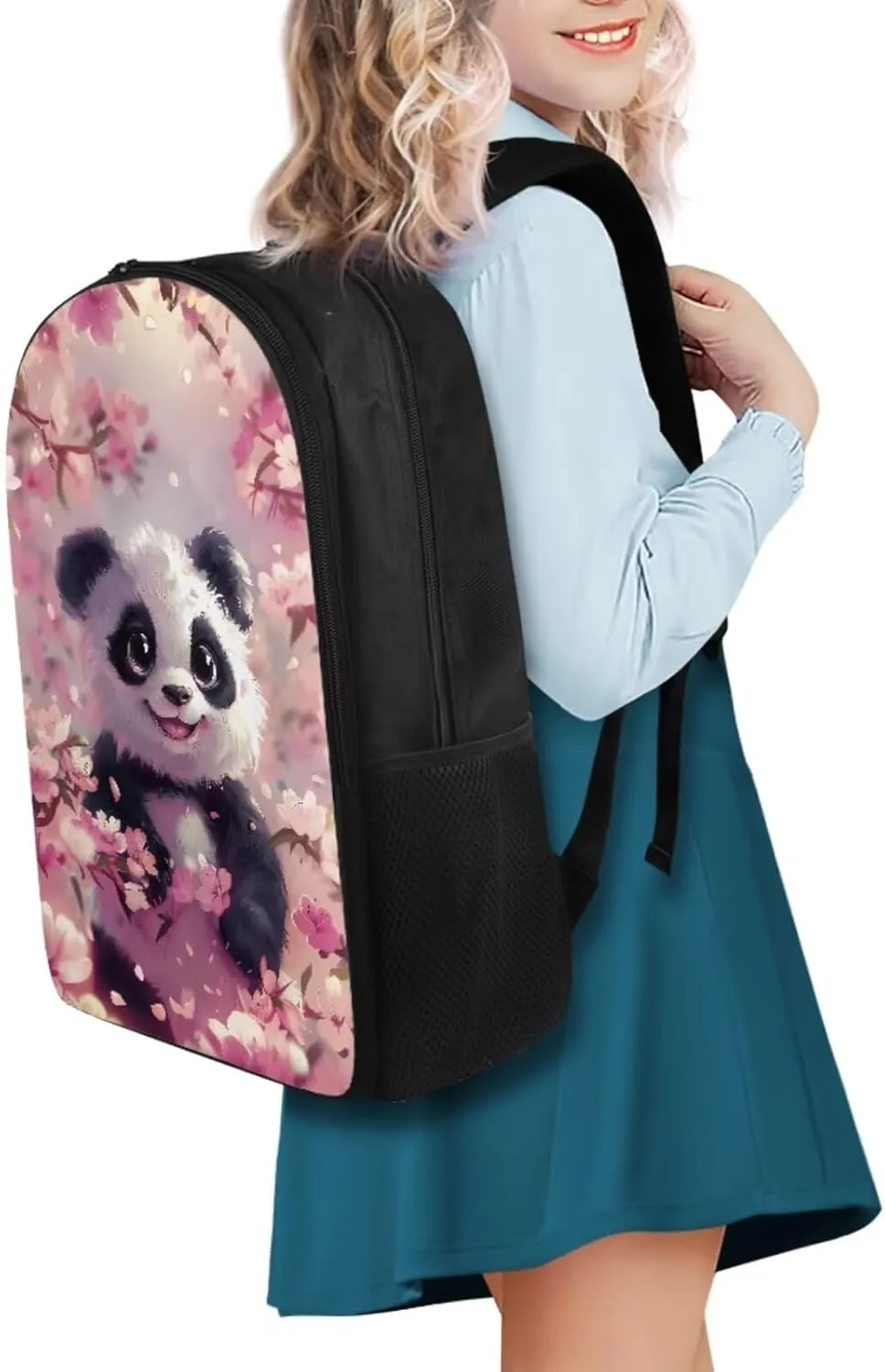 Panda 3Pc Backpack Set for Boys Multi-Functional Adjustable Straps Crossbody School Bag Grease Proofing Recycle Food Bag for Travel Work Office Climbing School
