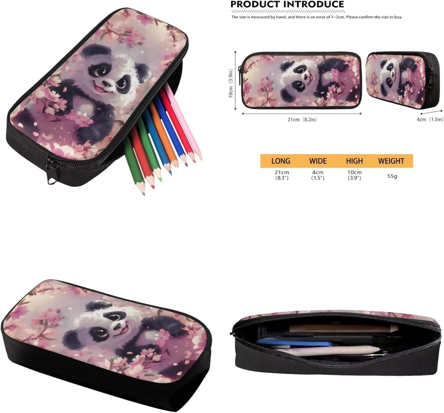Panda 3Pc Backpack Set for Boys Multi-Functional Adjustable Straps Crossbody School Bag Grease Proofing Recycle Food Bag for Travel Work Office Climbing School