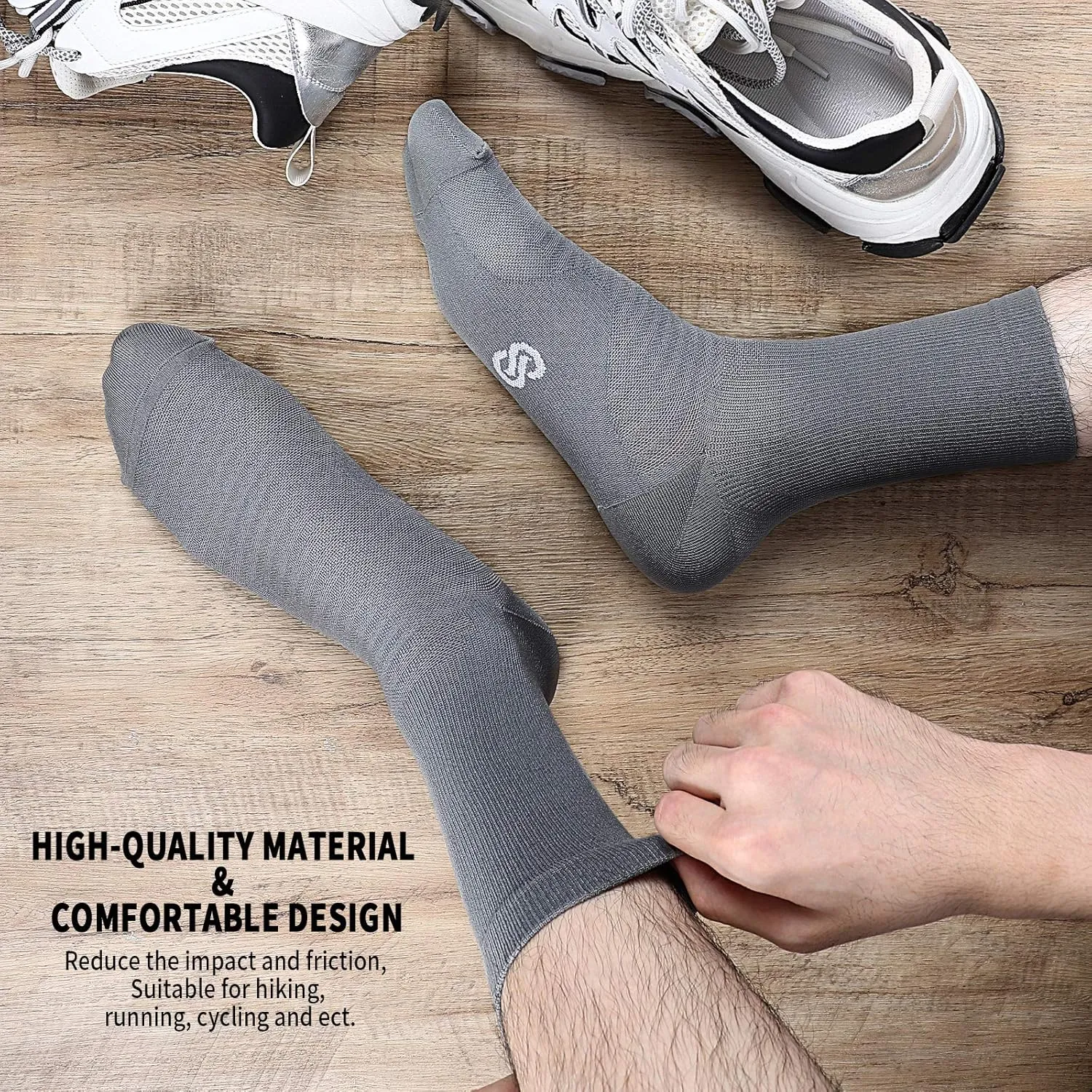 PAPLUS Compression Athletic Crew Socks (6 Pairs) for Men & Women